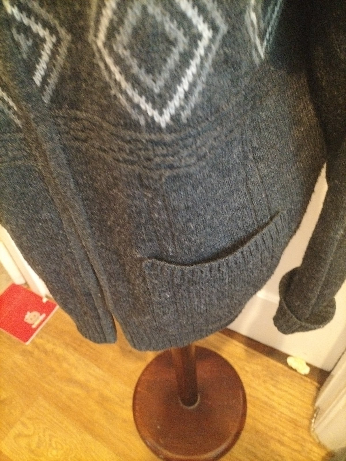 Mens Guv'Nors Size Large Grey Zip Through Cardigan