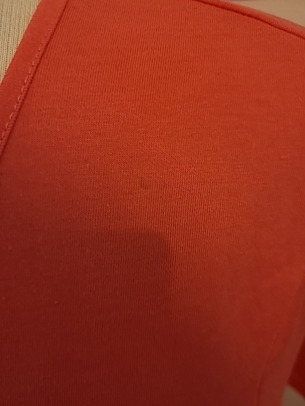 Ladies Damart Size 16 Bright Peach Short Sleeved Dress(Small Mark On Front)