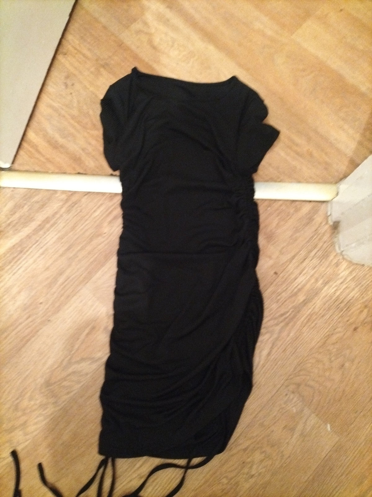 Ladies Shein Size M Black Short Sleeved Ruched Dress