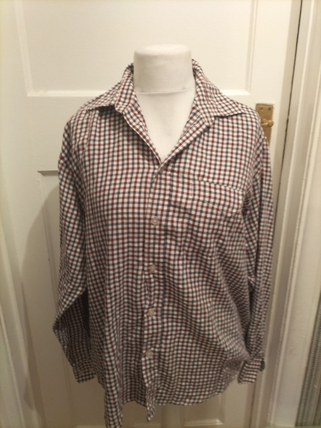 Mens EWM Size Large Purple/navy Check Shirt Long Sleeve