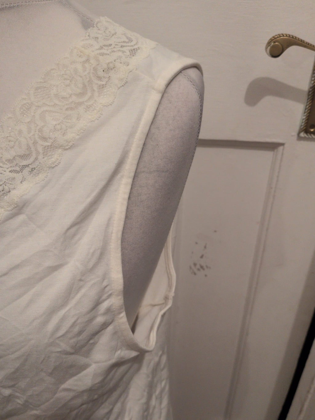 George 22 Ivory Lace Neck Sleeveless Pyjama Top