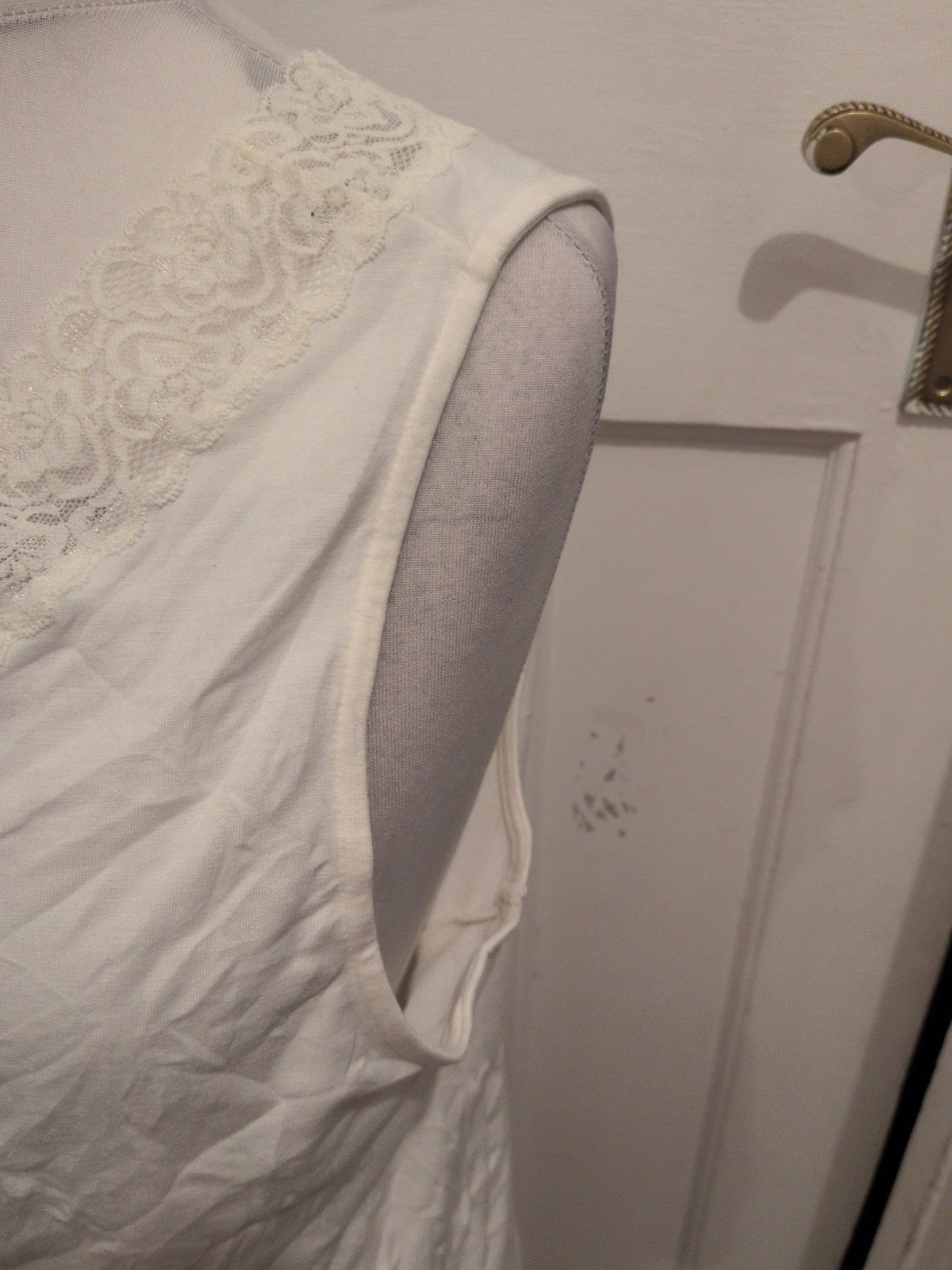 George 22 Ivory Lace Neck Sleeveless Pyjama Top