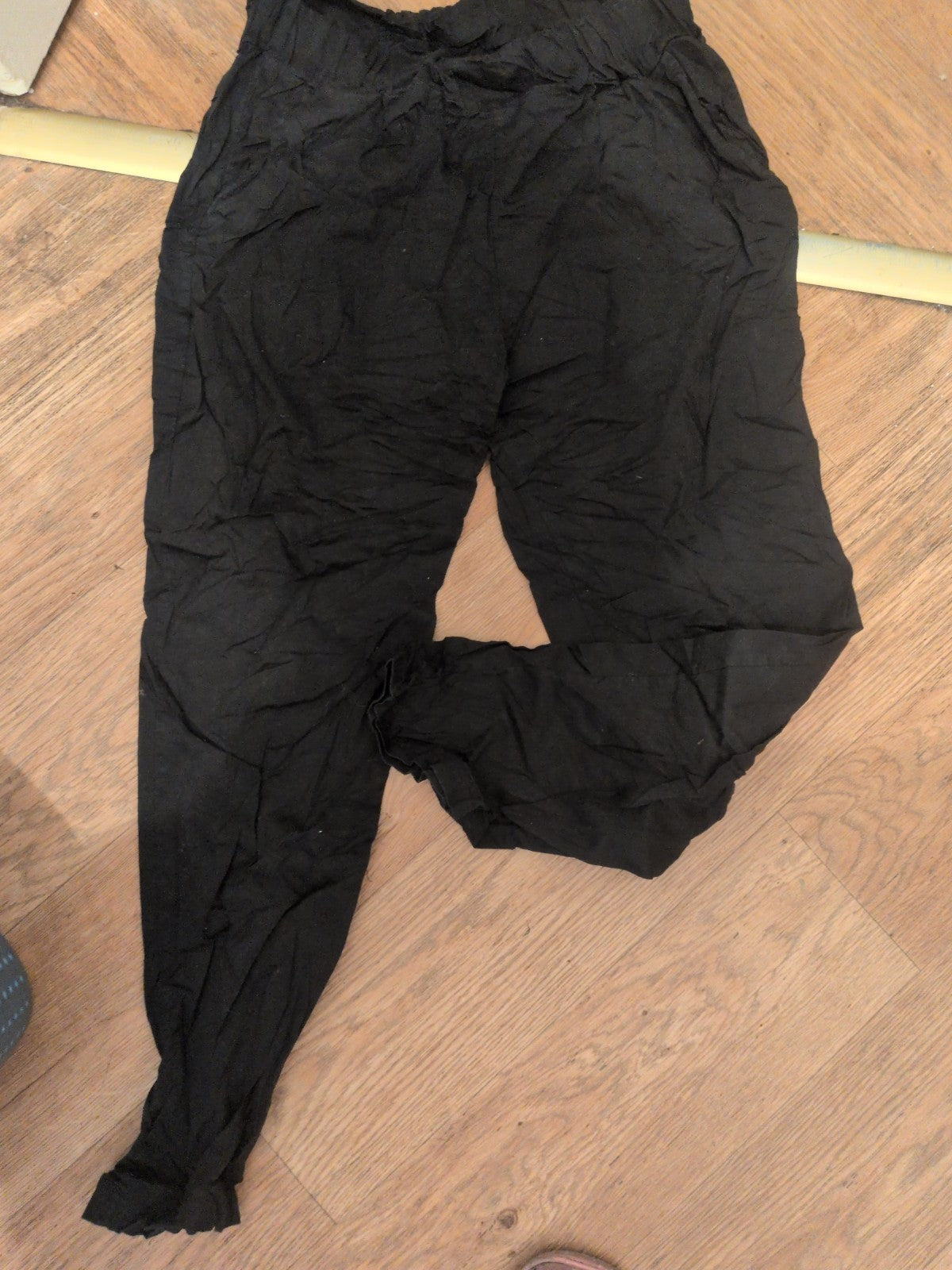 XL Black Slim Trousers Twisted Elastication