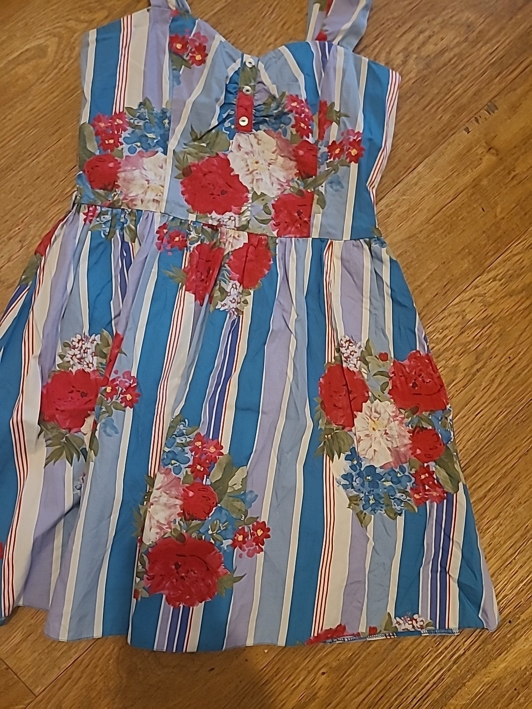 Ladies Primark Size 10 Multicoloured Floral Sleeveless Knee Length Dress