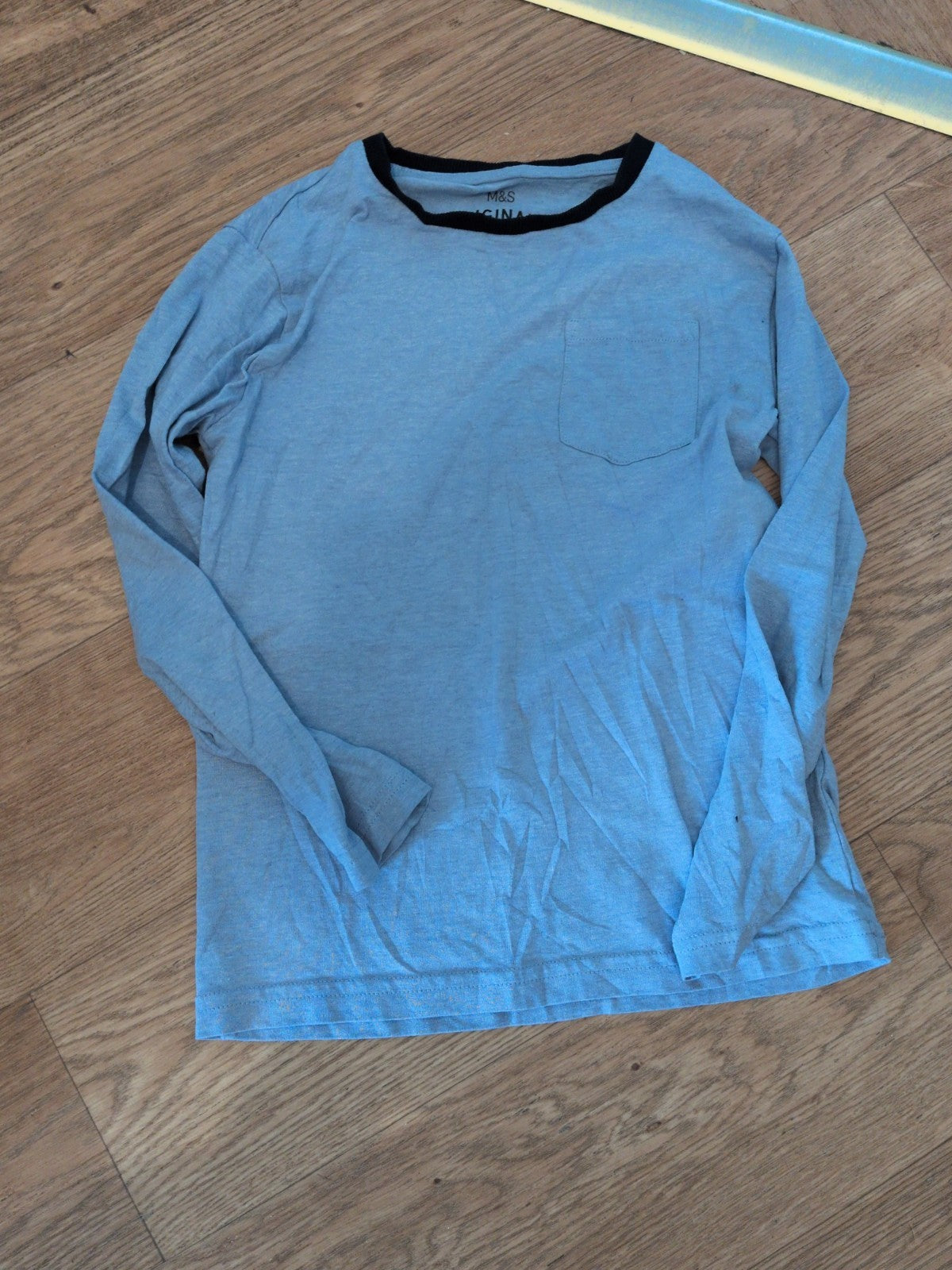 Marks And Spencer 6-7 Years Long Sleeve Blue Pyjama Top