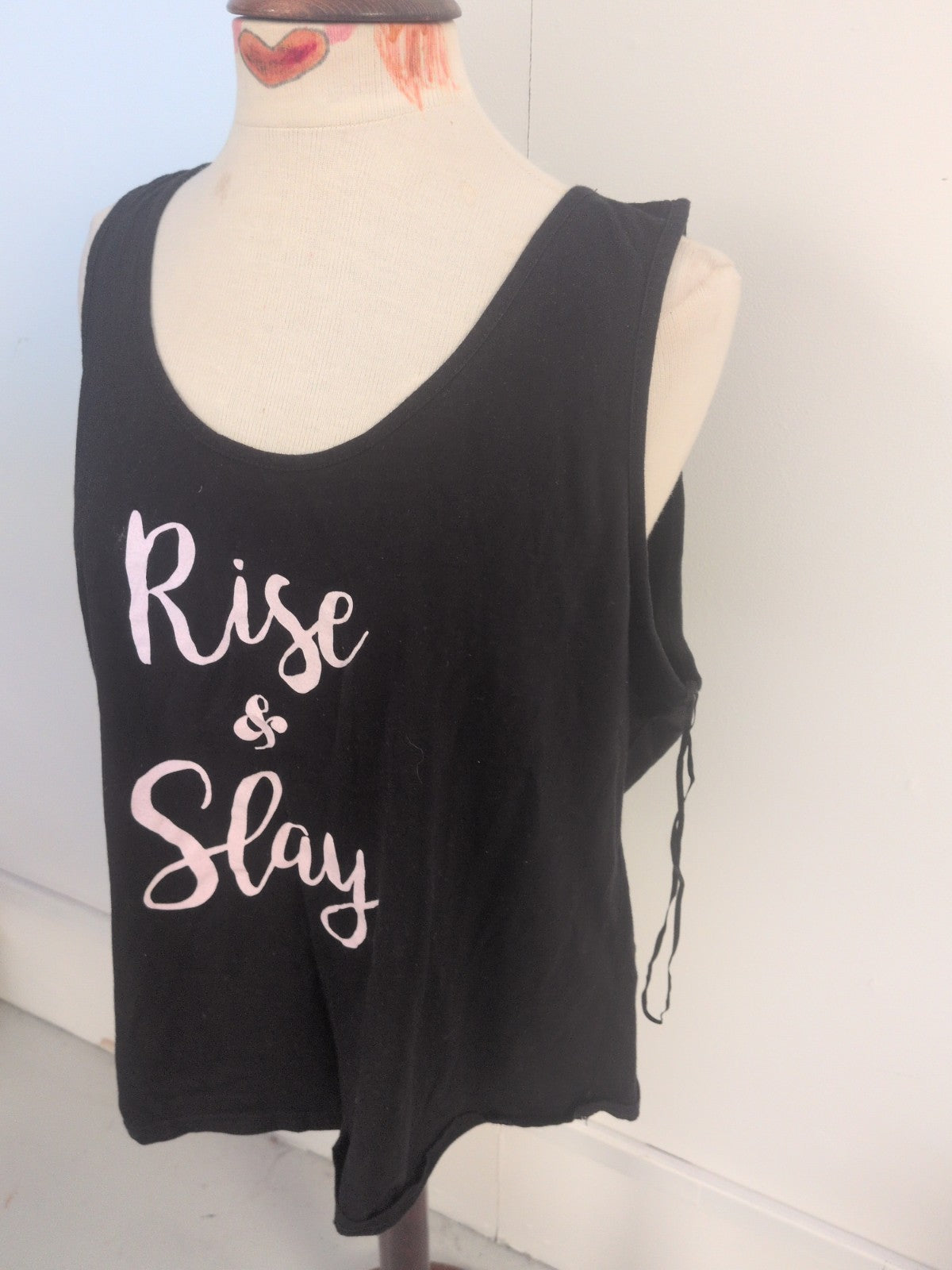 Ann Summer XL Black And Pink Print Sleeveless Pyjama Top
