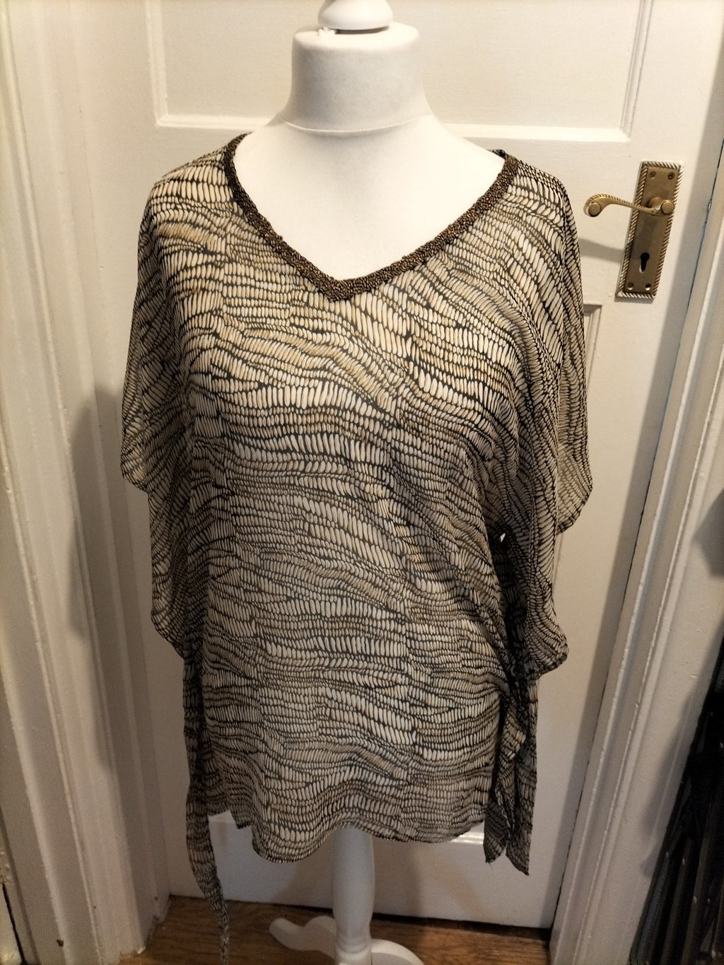 Ladies F&F Size Medium Crocodile Sheer See Through Over Dress