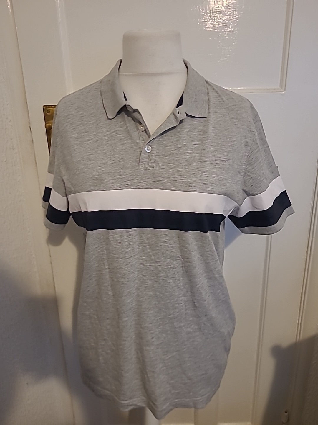 Mens Pier One Size Large Grey Short Sleeved Polo