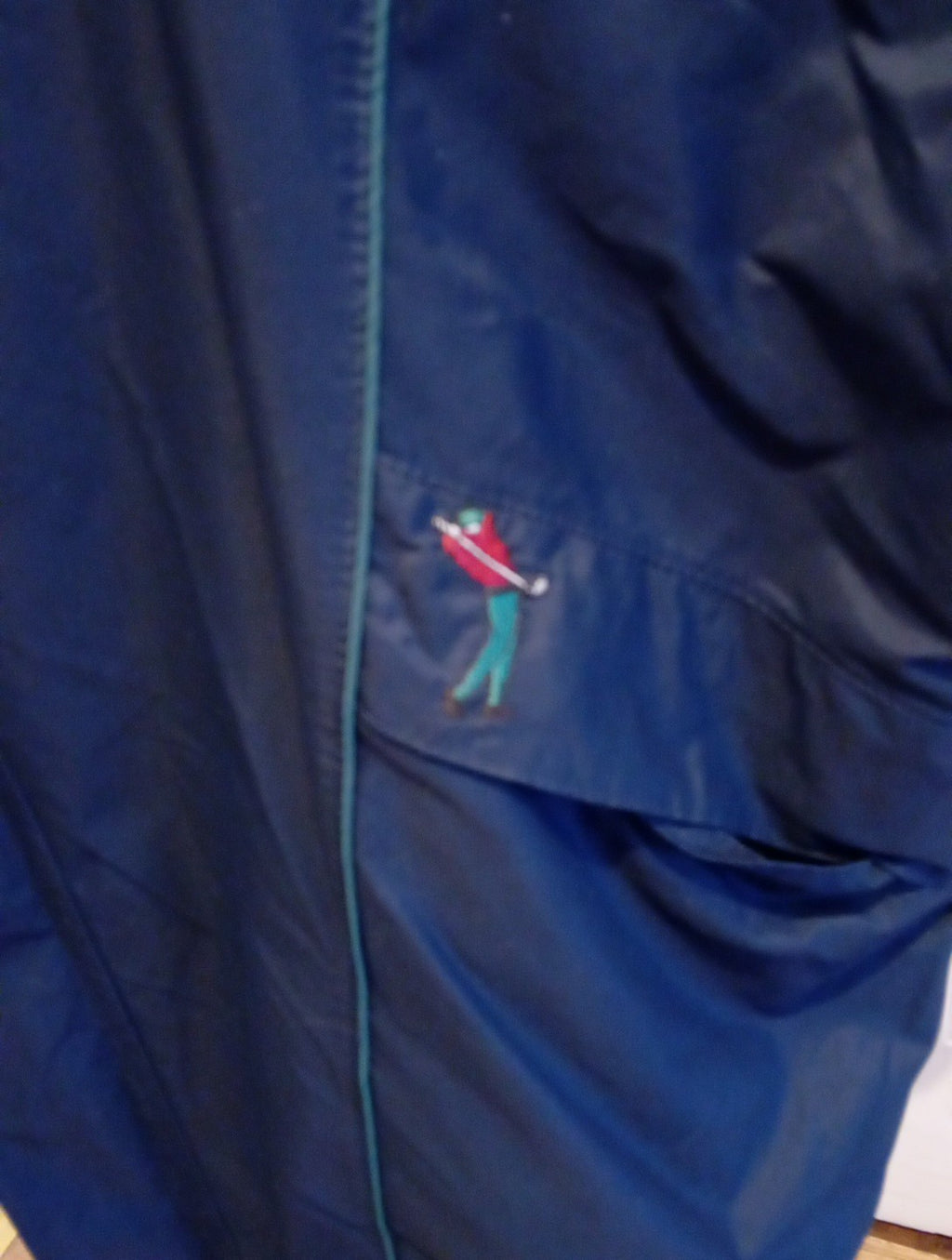 Mens St Michael Size Large Navy And Green Zip Through Jacket With Golf Symbol