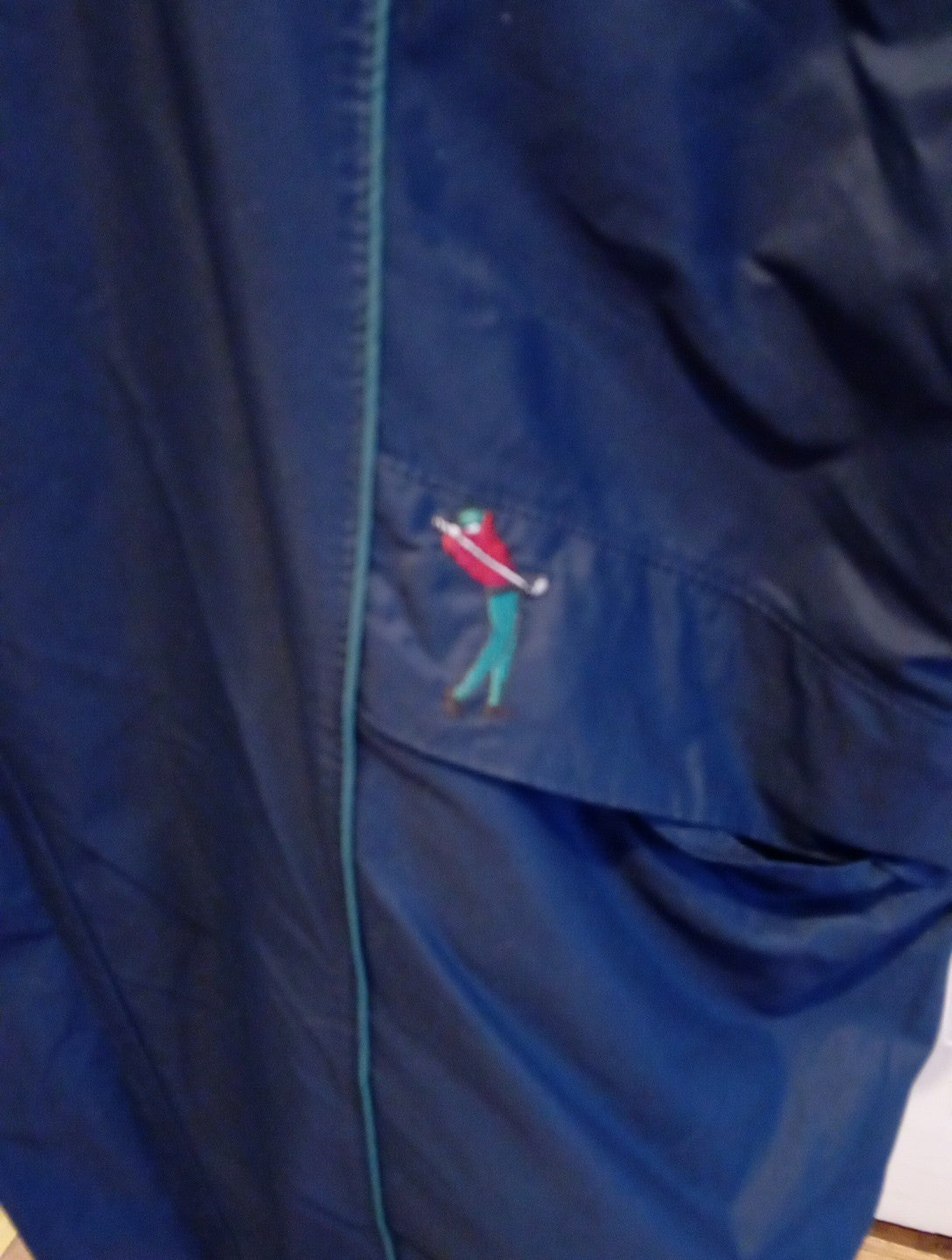 Mens St Michael Size Large Navy And Green Zip Through Jacket With Golf Symbol