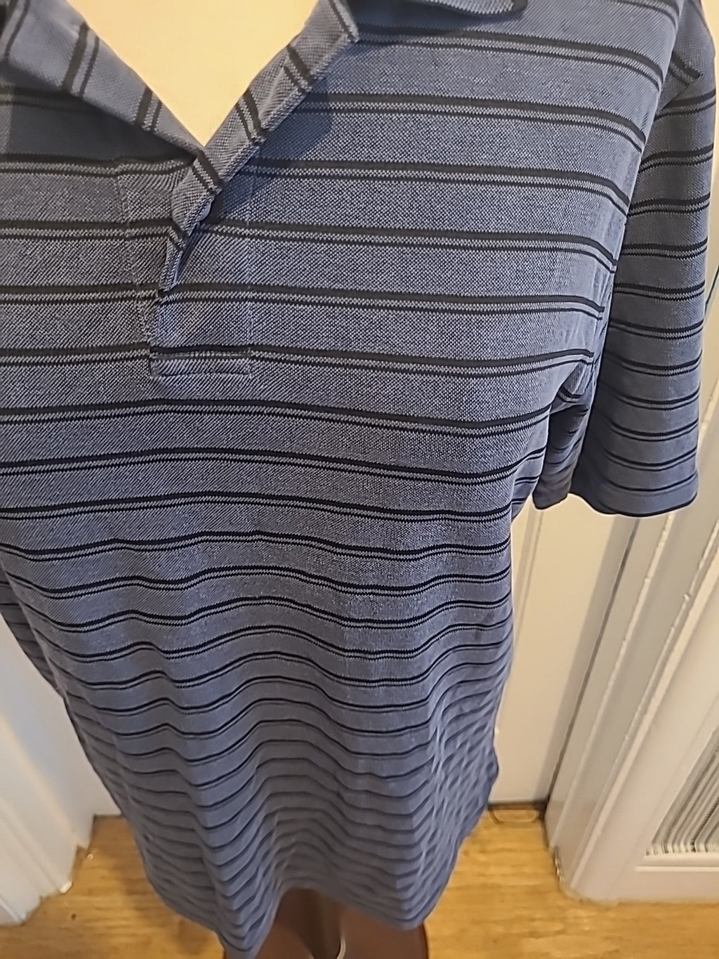 Mens Blue Harbour Golf Size Small Navy Striped Short Sleeved Polo