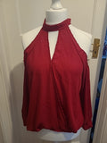 Ladies Size Large Red Open Shoulder Blouse
