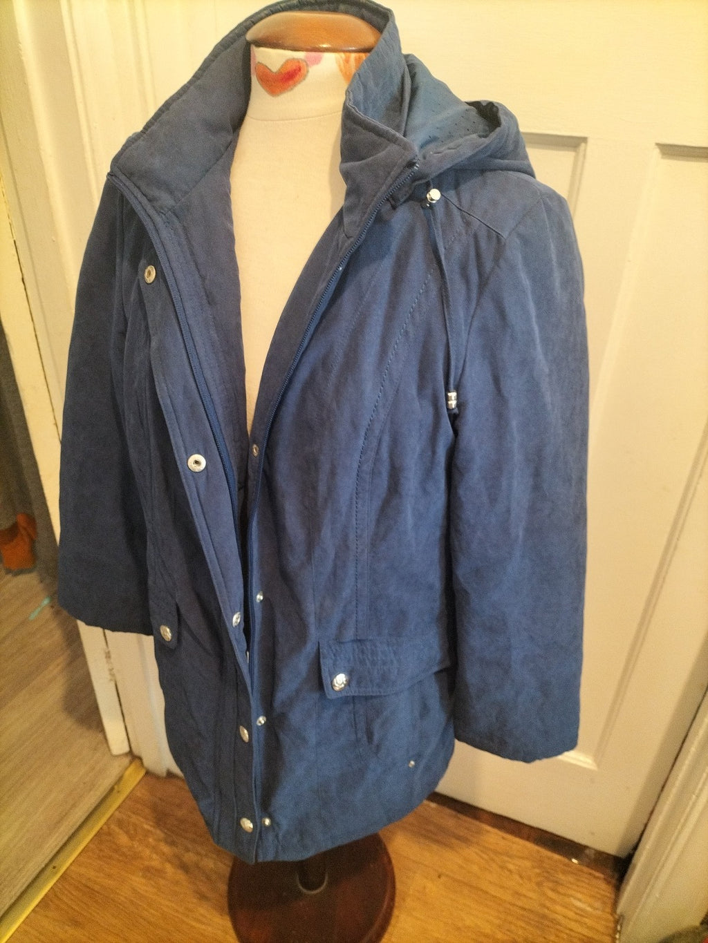 Ladies BM Collection Size XS Navy Blue Lined Long Sleeved Coat