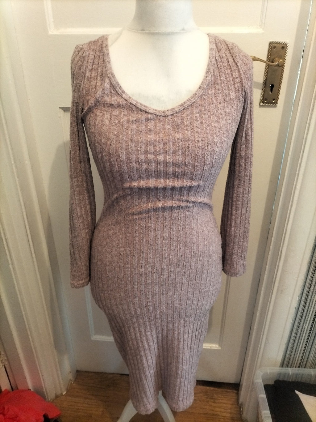 Ladies Shein Size XS Pink Ribbed Long Length Dress