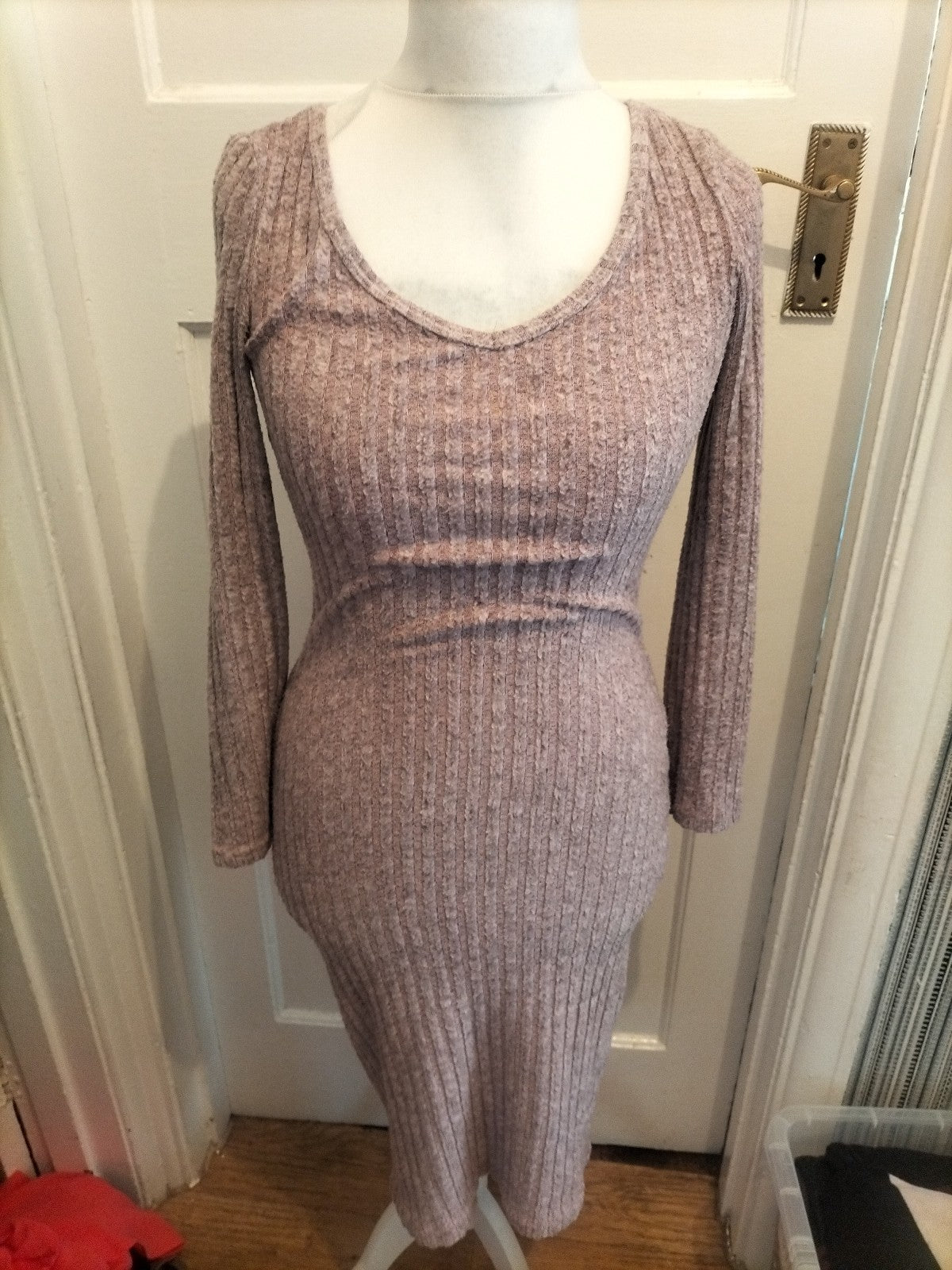 Ladies Shein Size XS Pink Ribbed Long Length Dress