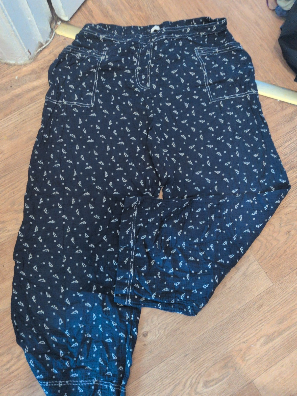 Julipa 18 Navy And White Wide Leg Pyjama Bottoms
