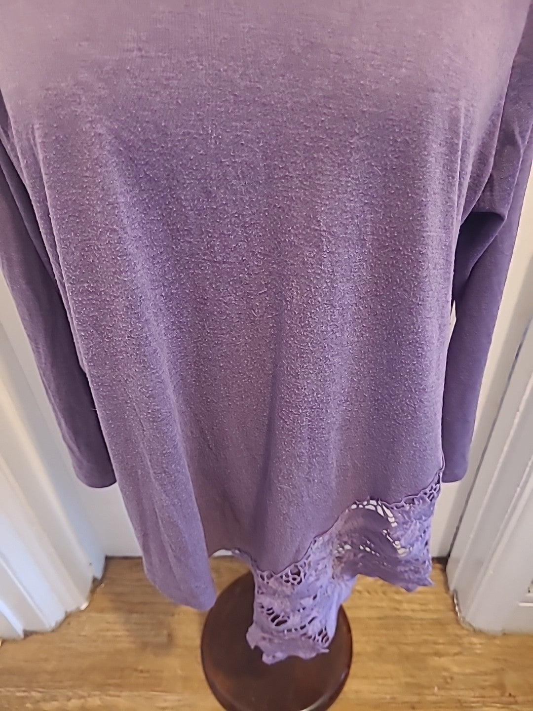 Ladies Shein Size 2xl Purple Lace Hem Long Sleeved Tshirt