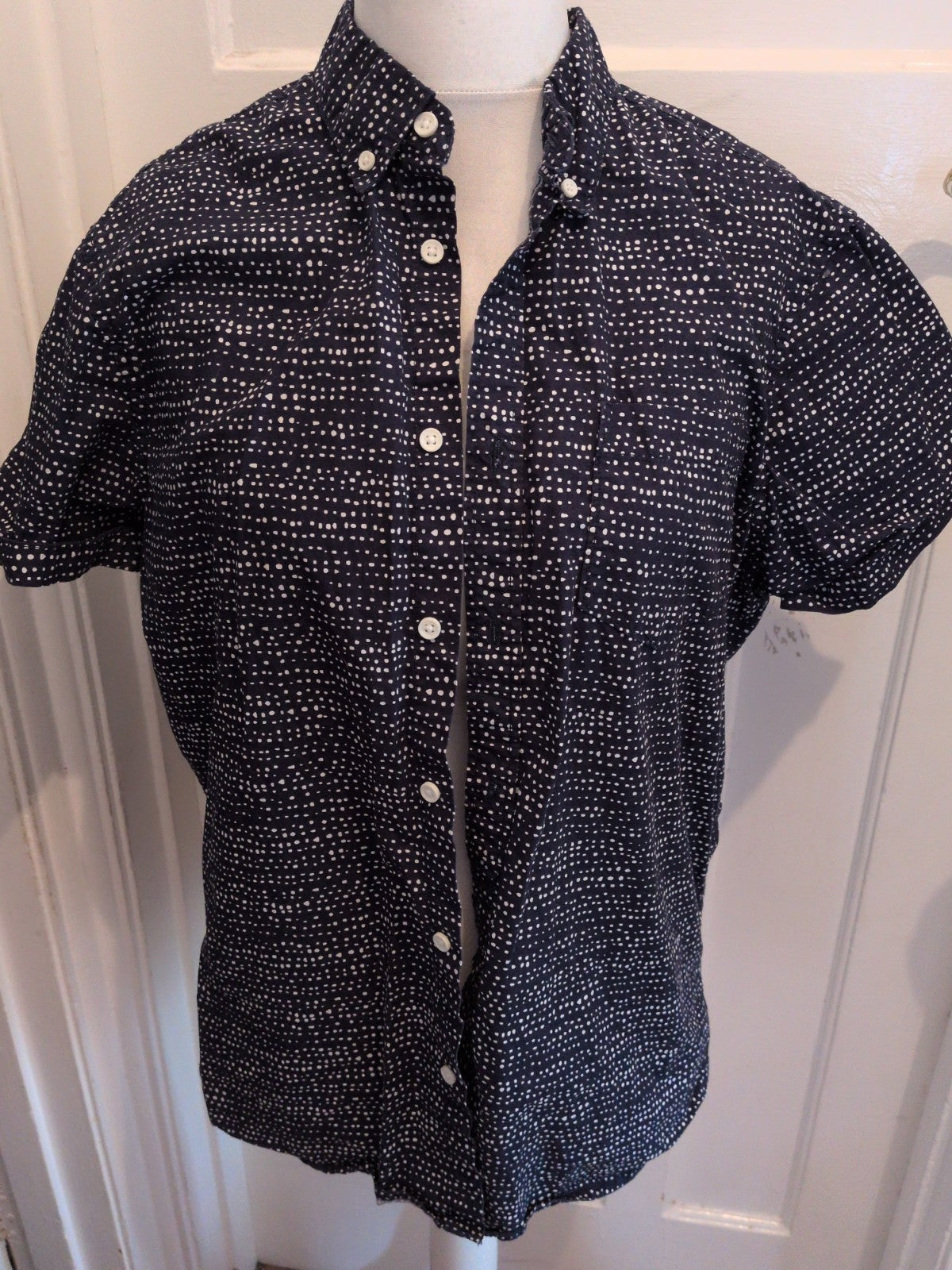F&F Large Cotton Navy Spot Short Sleeve Shirt