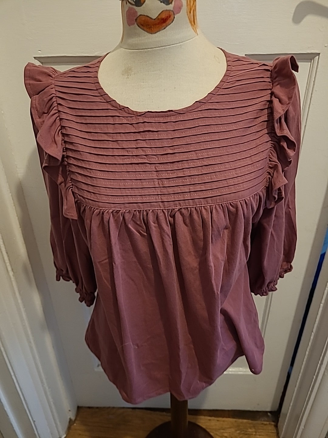 Ladies Mountain Warehouse Size 10 Purple Pleated Long Sleeved Tshirt