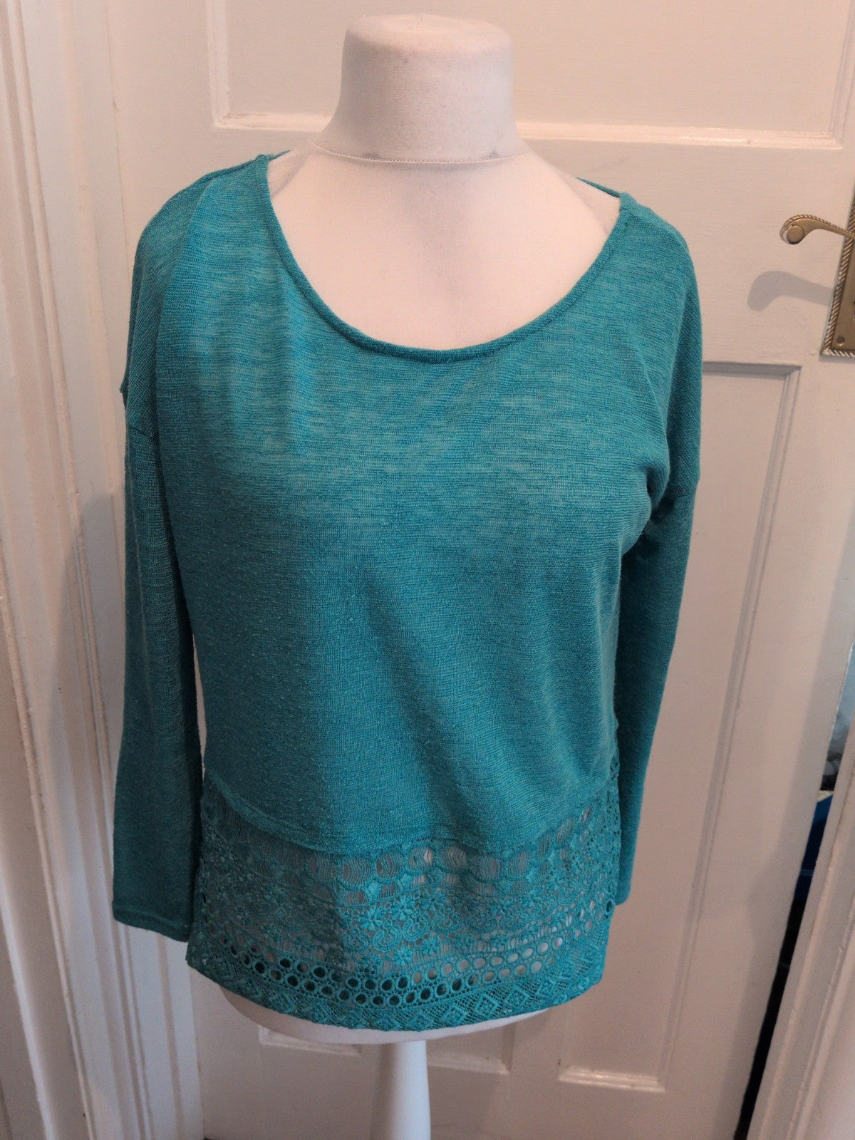 Next 10 Teal Lacey Long Sleeve Cross Cross Back Blouse