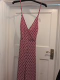 Shein M Red And White Sleeveless Jumpsuit
