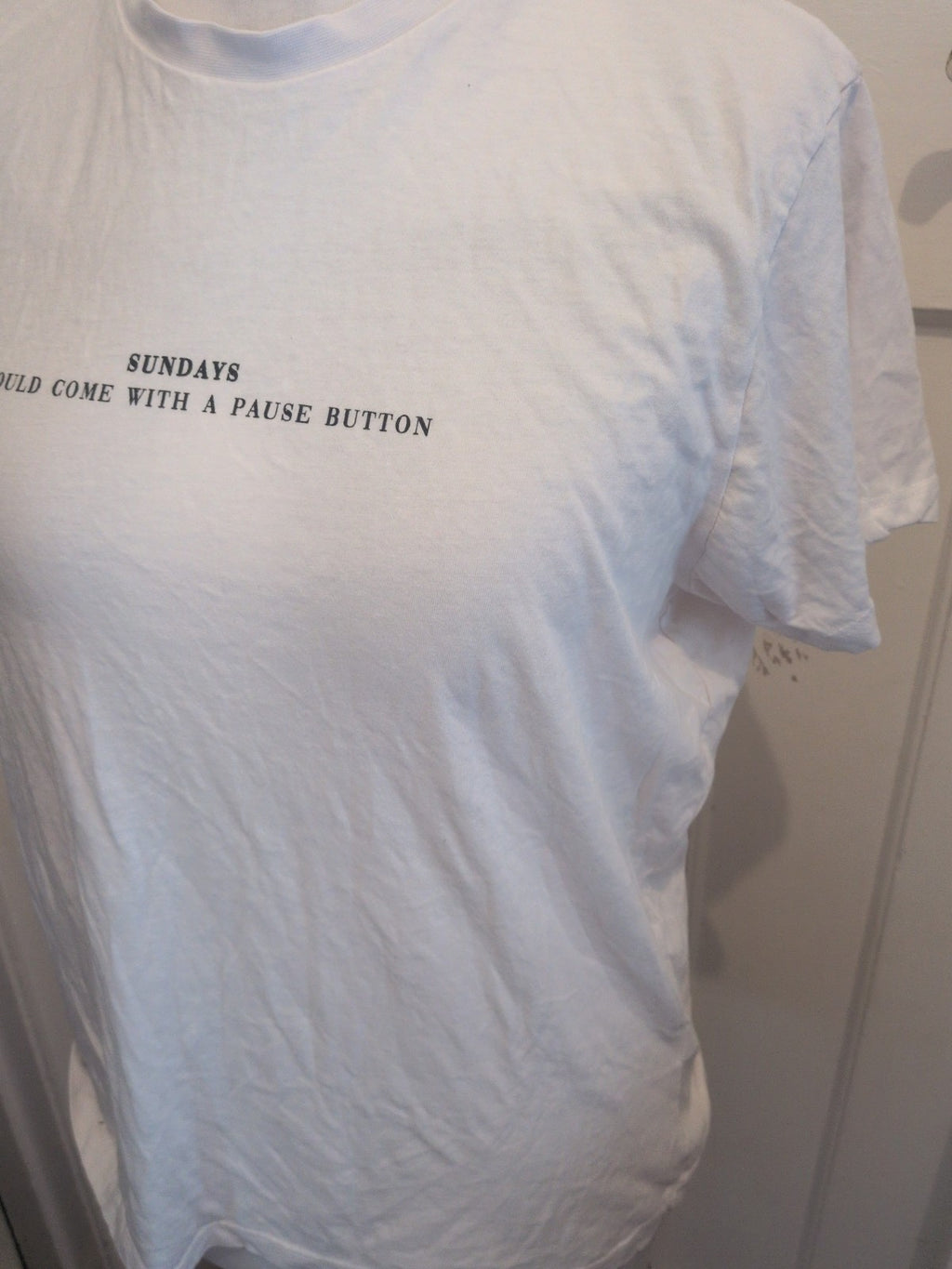 Primark 14-16 White Sunday Should Have A Pause Button T-shirt