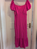 Ladies George Size 10 Hot Pink Short Sleeve Midi Dress