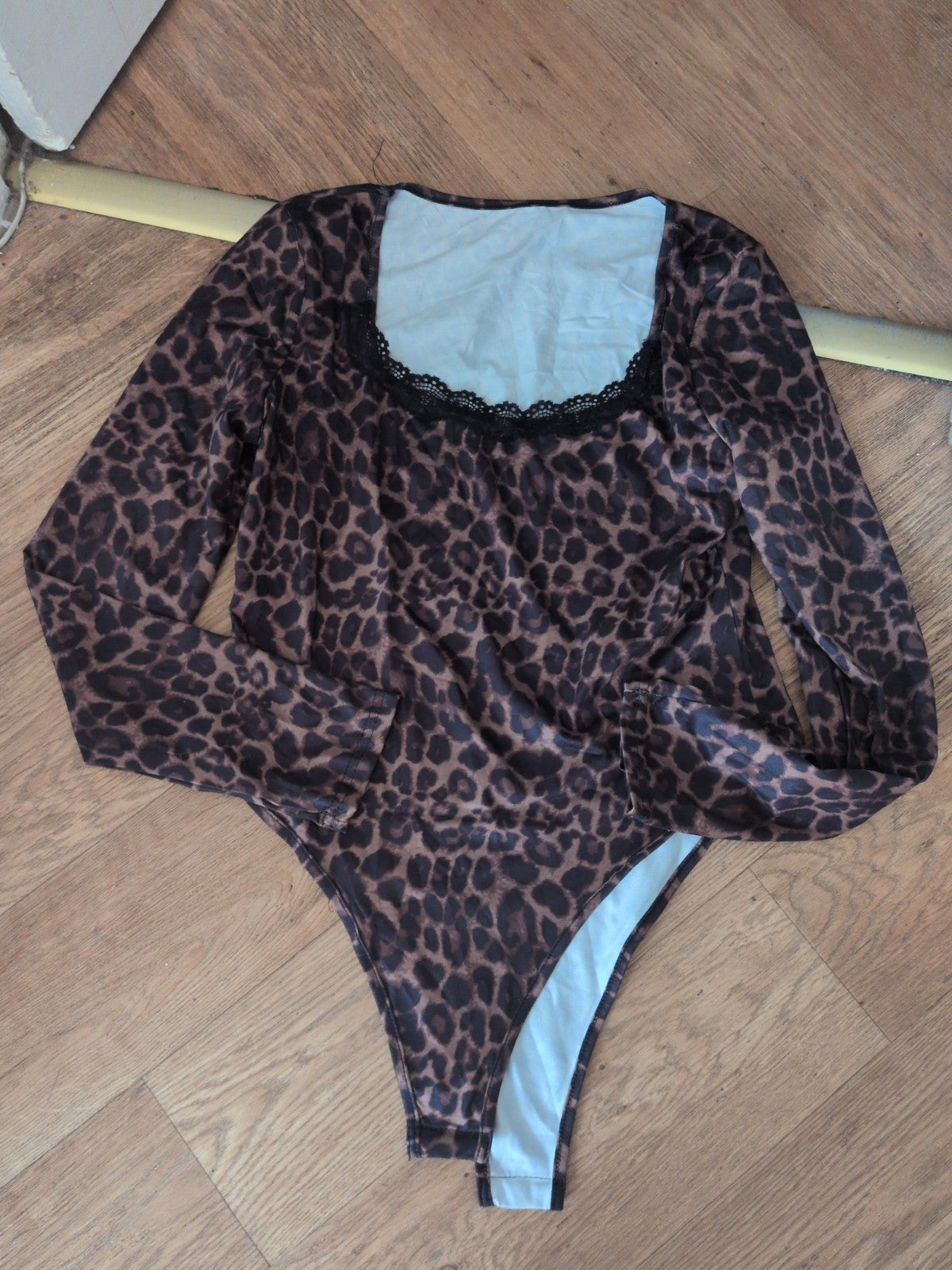 Large Leopard Print Long Sleeve Bodysuit