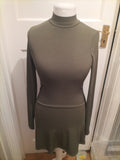 Ladies Cider Size M Green Ribbed Long Sleeved Pencil Dress
