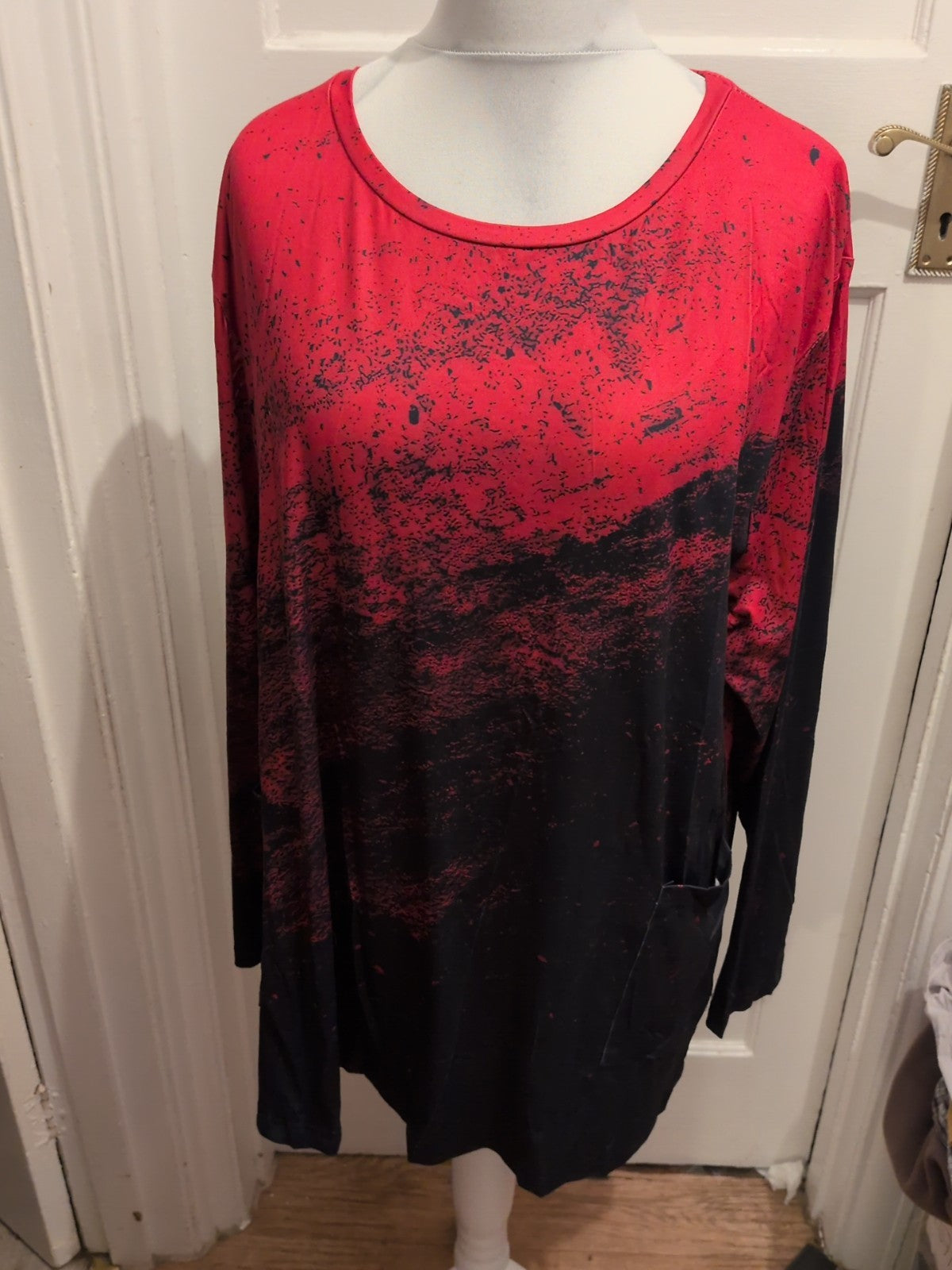 4XL Hot Pink And Navy Long Sleeve Blouse