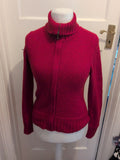 Marks And Spencer 10 Red High Neck Full Zip Jumper With Cashmere