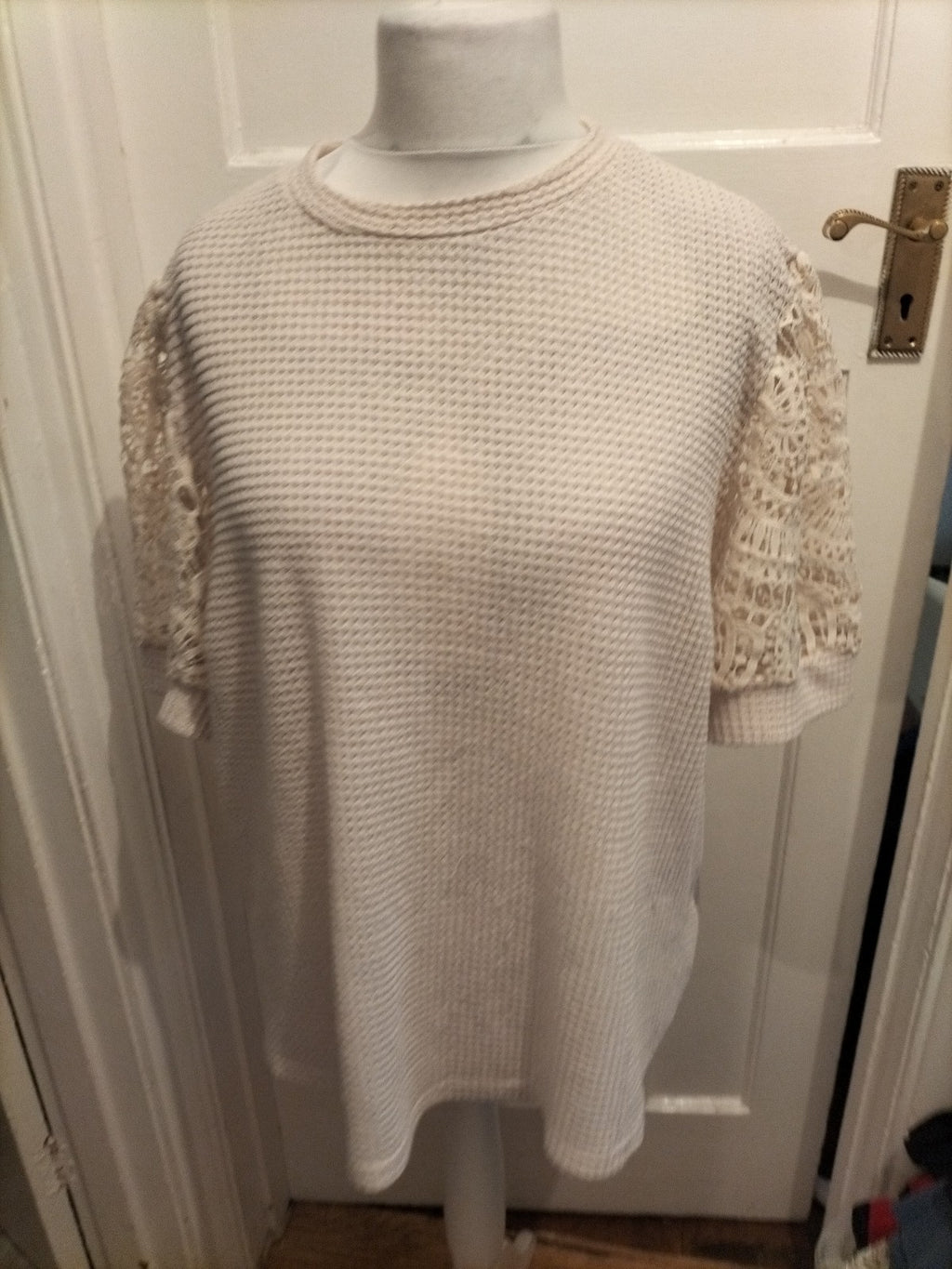 Ladies Shein Size 3xl Ivory Lace Sleeveless Blouse
