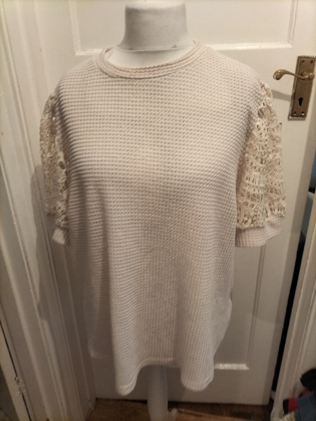 Ladies Shein Size 3xl Ivory Lace Sleeveless Blouse