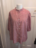 Shein XL Pink And White Floral Long Sleeve Blouse
