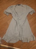 Ladies Primark Size 10 Pale Sage V Neck Short Sleeved Dress