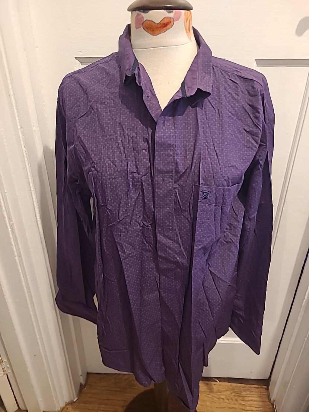 Mens James Pringle Size Large Purple Pattern Long Sleeved Shirt