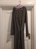 Ladies Yas Size Large Black/Beige Long Length Long Sleeved Dress