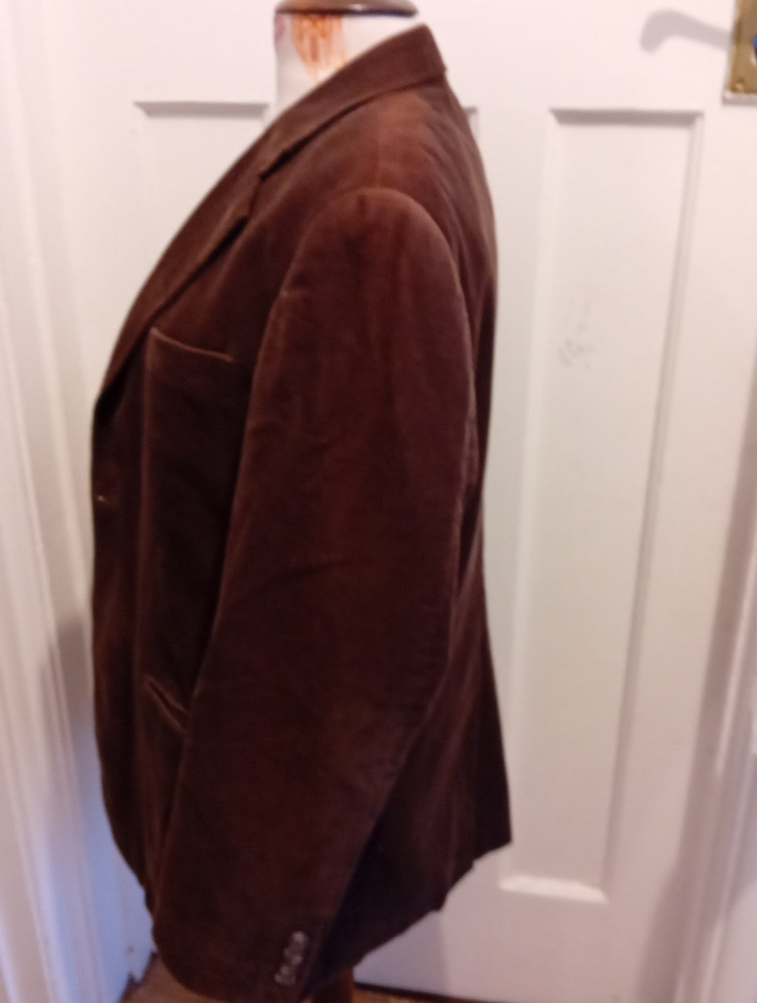 Mens Primark Size 38 Short Brown Ribbed Coderoy Style Blazer