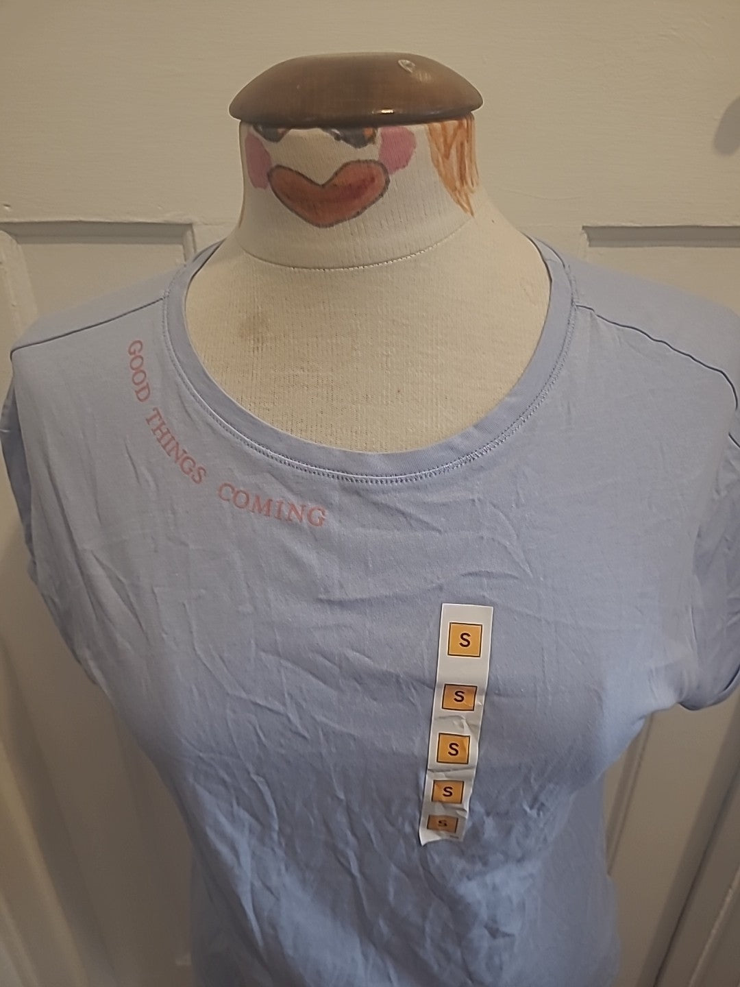 Ladies Marks And Spencer Size Small Ice Blue Short Sleeved Pyjama Top