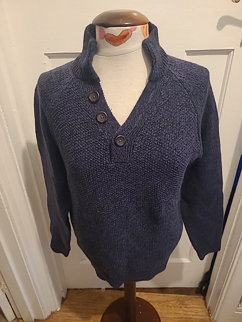 Mens Next Size Small Navy Fleck Long Sleeved Pullover Jumper High Neck