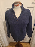 Mens Next Size Small Navy Fleck Long Sleeved Pullover Jumper High Neck