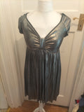 Ladies Garjana Size T2 Metallic Silver V Neck Dress