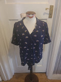 Ladies Brand New TU 16 Black With Rainbows Short Sleeve Blouse
