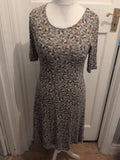 Ladies Next Size 12 Grey Butterfly Short Sleeve Dress