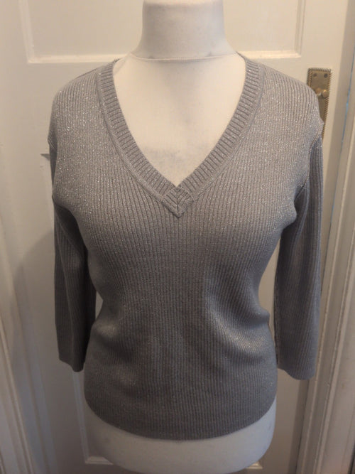 16-18 Shimmer Silver 3/4 Sleeve Blouse