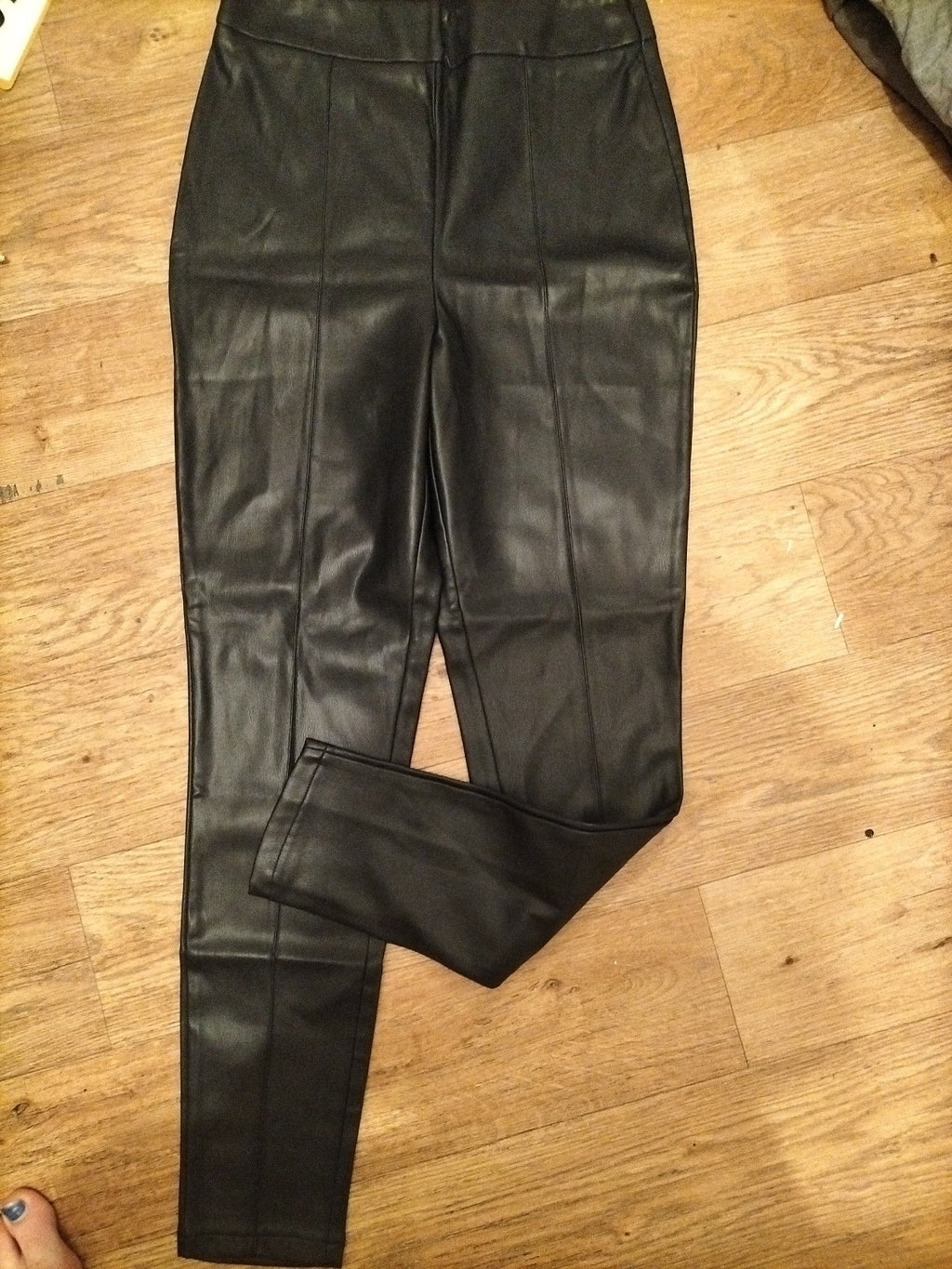 Ladies ASOS Size 10 Black Pleather Trousers