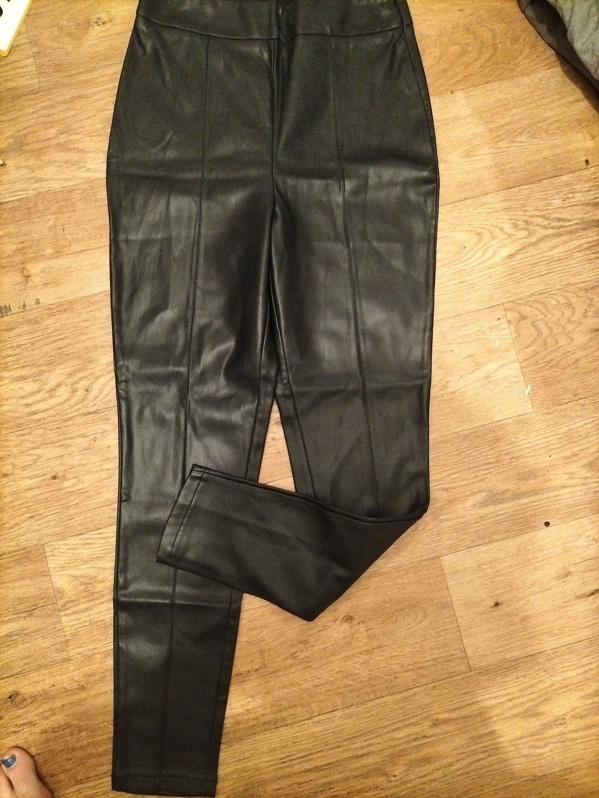 Ladies ASOS Size 10 Black Pleather Trousers