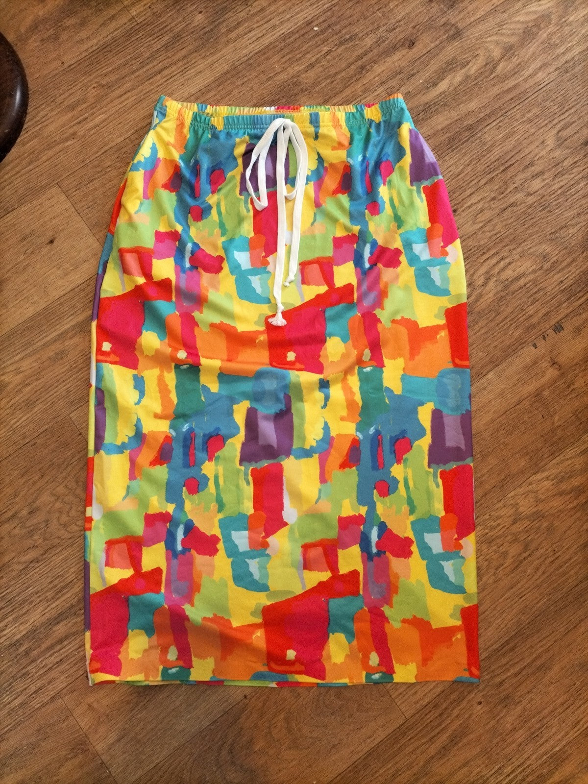 Ladies Large Multi Coloured Elasticated Pencil Skirt