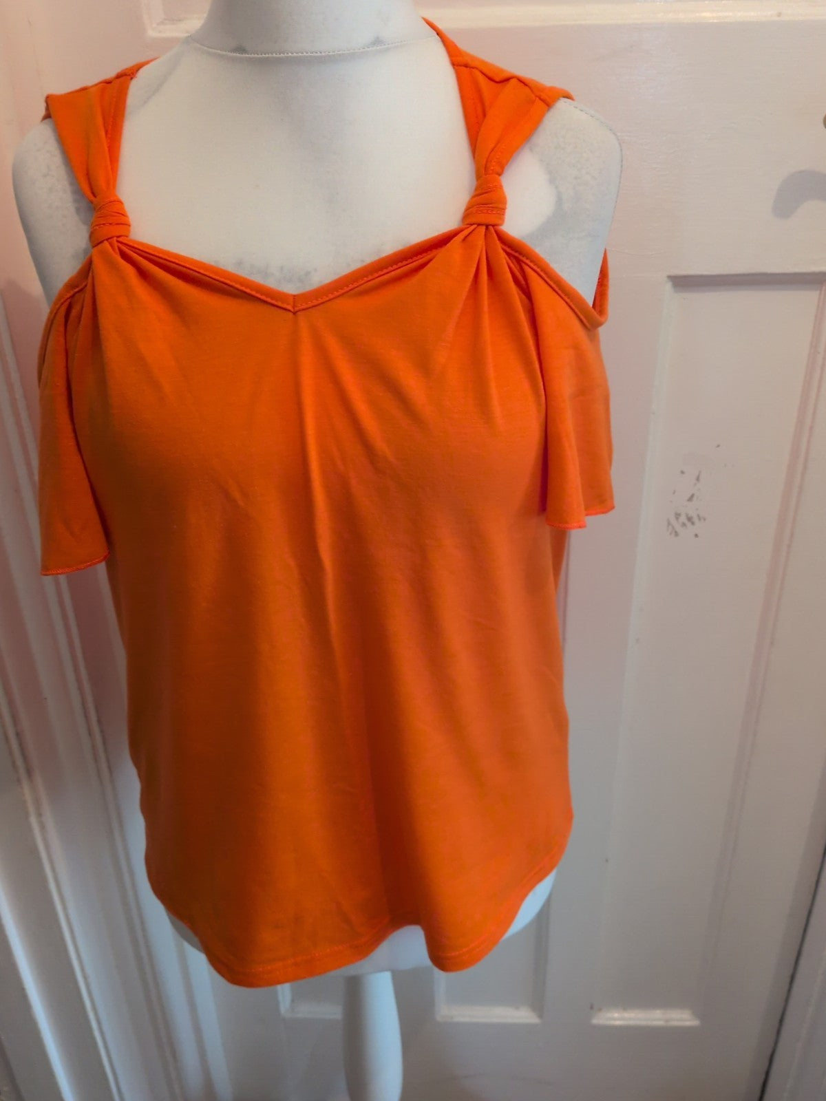 Ladies Orange Cold Shoulder Top Size Large [12-14] Free Delivery