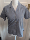Ladies Holmewood 12 Navy And White Check Short Sleeve Buttoned Shirt